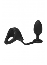 Черное эрекционное кольцо с анальной пробкой Cockstrap With Anal Plug - Dream Toys - в Шахтах купить с доставкой