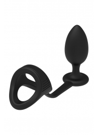 Черное эрекционное кольцо с анальной пробкой Cockstrap With Anal Plug - Dream Toys - в Шахтах купить с доставкой