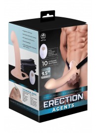 Телесный полый страпон с вибрацией Erection Agents - 24,1 см. - NMC - купить с доставкой в Шахтах