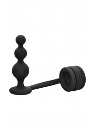 Черное эрекционное кольцо с анальной елочкой Cockring With Beaded Anal Plug - Dream Toys - в Шахтах купить с доставкой
