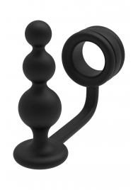 Черное эрекционное кольцо с анальной елочкой Cockring With Beaded Anal Plug - Dream Toys - в Шахтах купить с доставкой