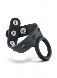Черное эрекционное кольцо с подхватом мошонки на кнопках VS6 - Blush Novelties - в Шахтах купить с доставкой
