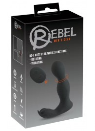 Черная анальная пробка с вибрацией, вращением и пультом ДУ RC Butt Plug with 2 Functions - Orion - в Шахтах купить с доставкой