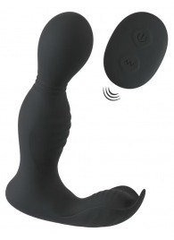 Черная анальная пробка с вибрацией, вращением и пультом ДУ RC Butt Plug with 2 Functions - Orion - в Шахтах купить с доставкой