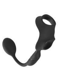 Черное виброкольцо с анальной пробкой Cock Ring with RC Butt Plug - Orion - в Шахтах купить с доставкой