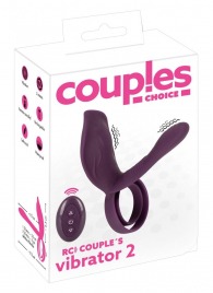 Фиолетовая насадка на член с клиторальным отростком и пультом ДУ RC Couple’s Vibrator 2 - Orion - в Шахтах купить с доставкой