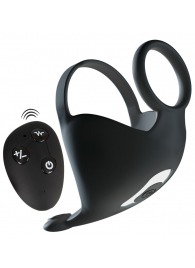 Черная вибронасадка для эрекции и стимуляции мошонки Cock ring with RC ball massager - Orion - в Шахтах купить с доставкой