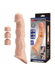 Телесный фаллоудлинитель с 3 вставками - 28 см. - Baile - в Шахтах купить с доставкой