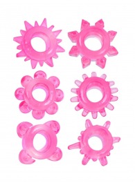 Набор из 6 розовых эрекционных колец с различным рельефом - Erowoman-Eroman - в Шахтах купить с доставкой