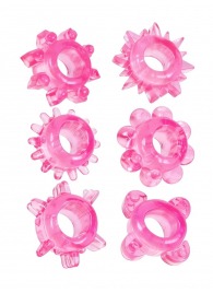Набор из 6 розовых эрекционных колец с различным рельефом - Erowoman-Eroman - в Шахтах купить с доставкой