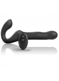 Черный безремневой страпон с вибрацией и возвратно-поступательными движениями - 24 см. - Ibiza - купить с доставкой в Шахтах