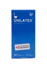 Классические презервативы Unilatex Natural Plain - 12 шт. + 3 шт. в подарок - Unilatex - купить с доставкой в Шахтах