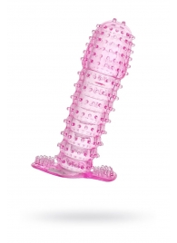 Гелевая розовая насадка с шипами - 12 см. - Toyfa Basic - в Шахтах купить с доставкой