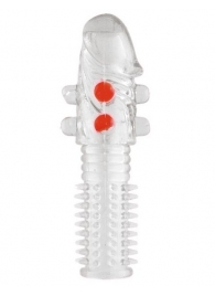 Гелевая прозрачная насадка с шариками и шипами - 14 см. - Toyfa Basic - в Шахтах купить с доставкой