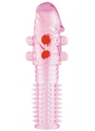 Гелевая розовая насадка с шариками и шипами - 14 см. - ToyFa - в Шахтах купить с доставкой
