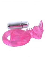 Розовая вибронасадка со стимулятор клитора   Язычок - Toyfa Basic - в Шахтах купить с доставкой