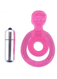 Розовая вибронасадка со стимулятор клитора   Язычок - Toyfa Basic - в Шахтах купить с доставкой