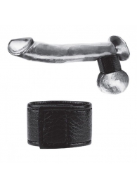 Чёрная утяжка на мошонку 1  Velcro Ball Stretcher - BlueLine - купить с доставкой в Шахтах