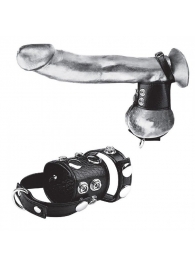 Утяжка на пенис и мошонку Cock Ring With 1.5  Ball Stretcher And Optional Weight Ring - BlueLine - купить с доставкой в Шахтах