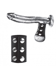 Чёрная утяжка на кнопках 100% PVC STRAP WITH METAL SNAP - BlueLine - купить с доставкой в Шахтах