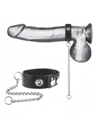 Утяжка на пенис с поводком Snap Cock Ring With 12  Leash - BlueLine - купить с доставкой в Шахтах
