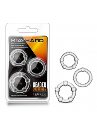 Набор из 3 прозрачных эрекционных колец Stay Hard Beaded Cockrings - Blush Novelties - в Шахтах купить с доставкой