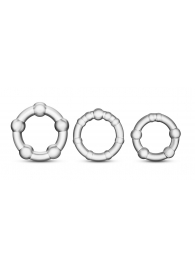 Набор из 3 прозрачных эрекционных колец Stay Hard Beaded Cockrings - Blush Novelties - в Шахтах купить с доставкой