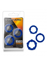 Набор из 3 синих эрекционных колец Stay Hard Beaded Cockrings - Blush Novelties - в Шахтах купить с доставкой