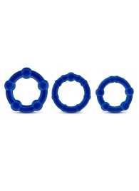 Набор из 3 синих эрекционных колец Stay Hard Beaded Cockrings - Blush Novelties - в Шахтах купить с доставкой