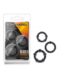 Набор из 3 чёрных эрекционных колец Stay Hard Beaded Cockrings - Blush Novelties - в Шахтах купить с доставкой
