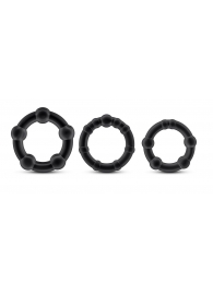 Набор из 3 чёрных эрекционных колец Stay Hard Beaded Cockrings - Blush Novelties - в Шахтах купить с доставкой