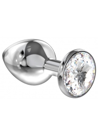 Большая серебристая анальная пробка Diamond Clear Sparkle Large с прозрачным кристаллом - 8 см. - Lola Games - купить с доставкой в Шахтах