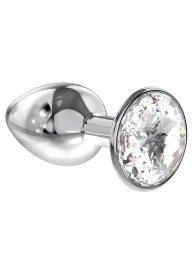 Малая серебристая анальная пробка Diamond Clear Sparkle Small с прозрачным кристаллом - 7 см. - Lola Games - купить с доставкой в Шахтах