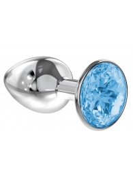 Малая серебристая анальная пробка Diamond Light blue Sparkle Small с голубым кристаллом - 7 см. - Lola Games - купить с доставкой в Шахтах