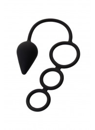 Тройное эрекционное кольцо с анальным хвостом Drop M-size - Erotist Adult Toys - в Шахтах купить с доставкой