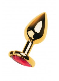 Золотистая анальная пробка с кристаллом-сердцем - 7,5 см. - ToyFa - купить с доставкой в Шахтах