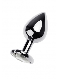 Серебристая анальная пробка с прозрачным кристаллом-сердцем - 8 см. - ToyFa - купить с доставкой в Шахтах