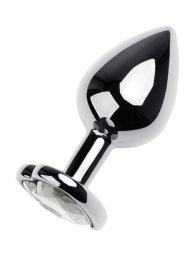 Серебристая анальная пробка с прозрачным кристаллом-сердцем - 8 см. - ToyFa - купить с доставкой в Шахтах