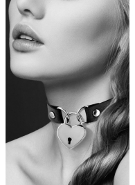 Черный чокер с замком в форме сердца - Bijoux Pour Toi - купить с доставкой в Шахтах
