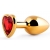 Золотистая анальная пробка с красным стразом-сердечком - 8 см. - Anal Jewelry Plug - купить с доставкой в Шахтах