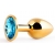 Золотистая анальная пробка с голубым стразом - 7,2 см. - Anal Jewelry Plug - купить с доставкой в Шахтах