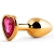 Золотистая анальная пробка с малиновым кристаллом-сердечком - 7 см. - Anal Jewelry Plug - купить с доставкой в Шахтах