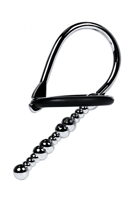 Серебристый уретральный плаг-бусины TOYFA Metal с мягким фиксириющим кольцом - ToyFa - купить с доставкой в Шахтах