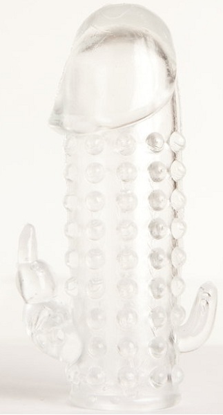 Гелевая прозрачная насадка с 2 отростками - 13 см. - Toyfa Basic - в Шахтах купить с доставкой