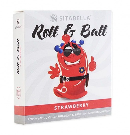 Стимулирующий презерватив-насадка Roll   Ball Strawberry - Sitabella - купить с доставкой в Шахтах