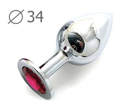 Коническая серебристая анальная втулка с малиновым кристаллом - 8,2 см. - Anal Jewelry Plug - купить с доставкой в Шахтах