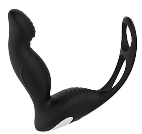 Черный вибромассажер простаты P-PLEASER W ERECTION ENHANCE - Dream Toys - в Шахтах купить с доставкой