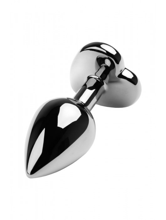 Серебристая коническая анальная пробка с красным кристаллом-сердечком - 7 см. - ToyFa - купить с доставкой в Шахтах