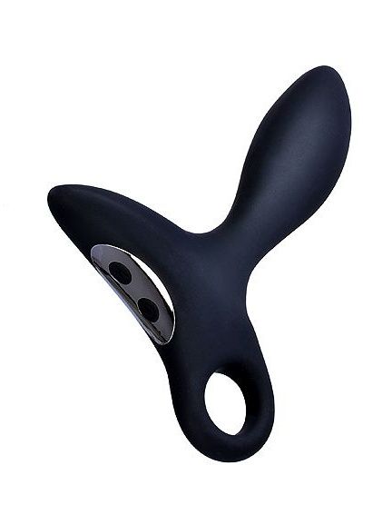 Черный силиконовый анальный вибромассажер Erokey с колечком-ограничителем - Erokay - в Шахтах купить с доставкой