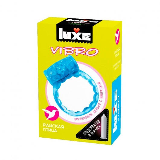 Голубое эрекционное виброкольцо Luxe VIBRO  Райская птица  + презерватив - Luxe - в Шахтах купить с доставкой